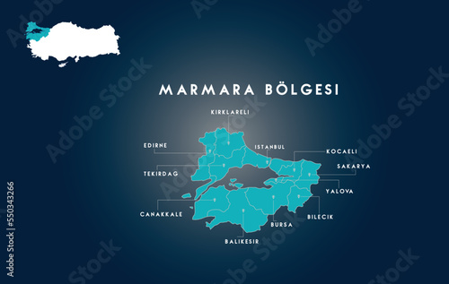 Map of Turkey Marmara Region