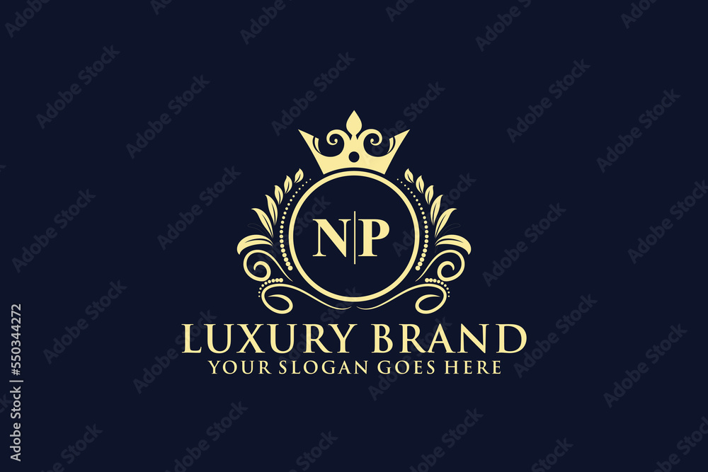letter Initial NP elegant luxury monogram logo or badge template with ...