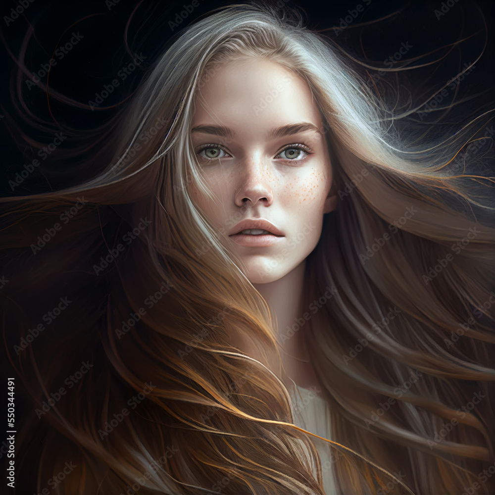 Obraz premium portrait of a young woman with long hair