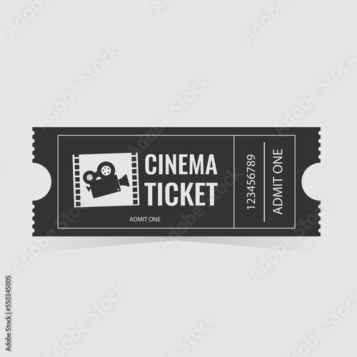 Cinema ticket vector template isolated on light background