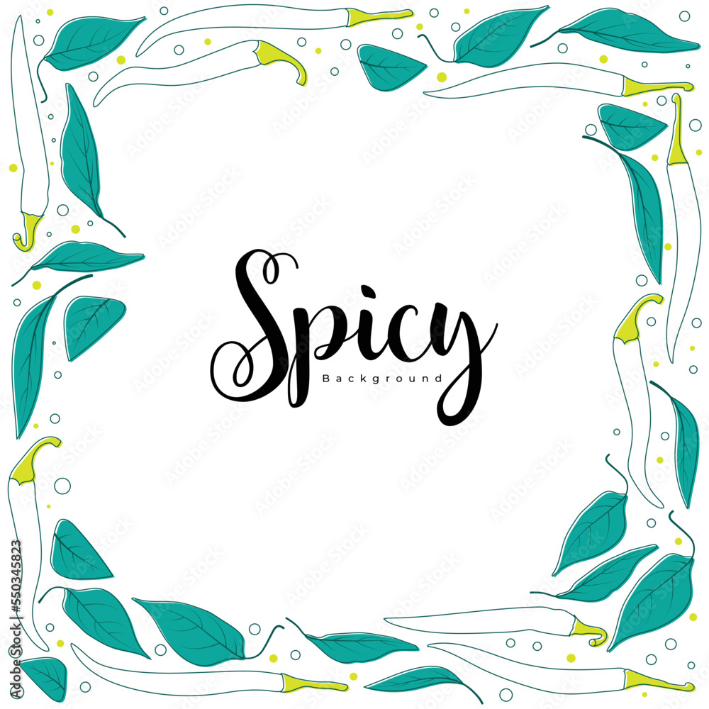 Background design with flat line art of chili and leaf for restaurant background template design Background design with flat line art of chili and leaf for restaurant background template design
