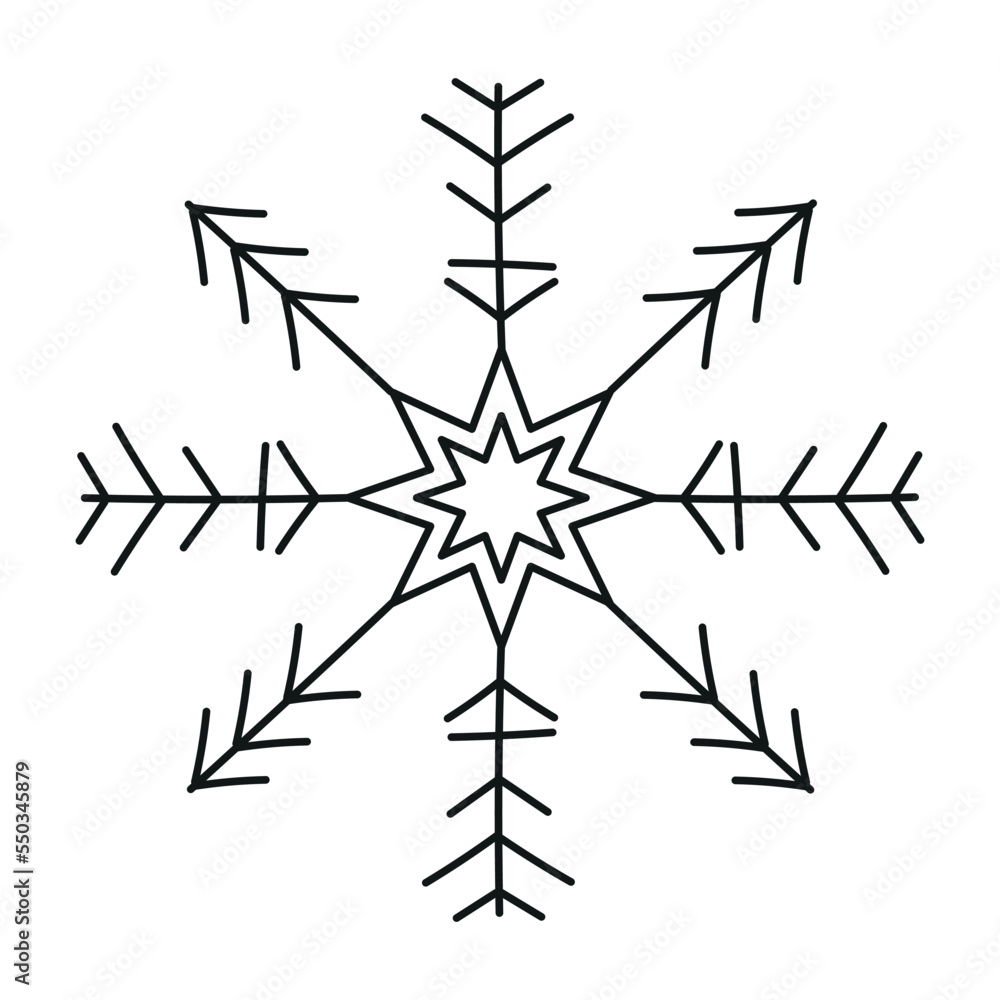 Black snowflake icon isolated on white background. Christmas and New year design element, frozen symbol, Vector illustration Black snowflake icon isolated on white background. Christmas and New year design element, frozen symbol, Vector illustration