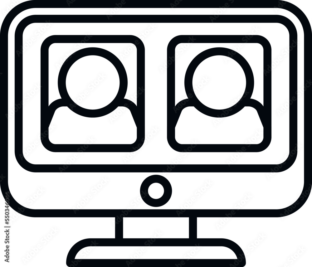Pc teamwork icon outline vector. Service team. Digital mobile Pc teamwork icon outline vector. Service team. Digital mobile