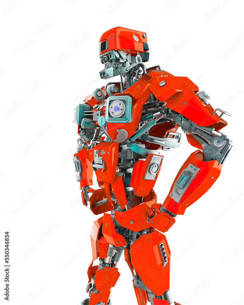 cyber mechis is doing a power pose side view cyber mechis is doing a power pose side view