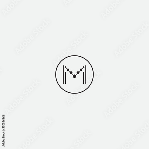 m letter plus pearl necklace jewelry logo template