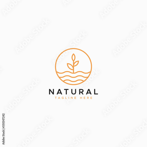 Logo Natural Aqua Farm and Hydroponic Gardening Sign Symbol