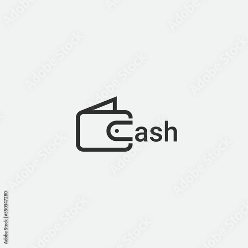 letter C cash or money plus wallet logo icon monogram template