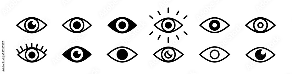 Eye icon set. Eyesight outline sign. Retina scan eye icon collection. EPS 10 Eye icon set. Eyesight outline sign. Retina scan eye icon collection. EPS 10