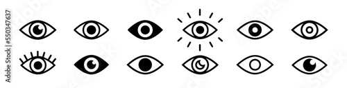 Eye icon set. Eyesight outline sign. Retina scan eye icon collection. EPS 10
