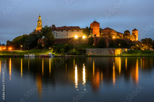 Wawel Castle at Vistula River in central Krakow, Poland