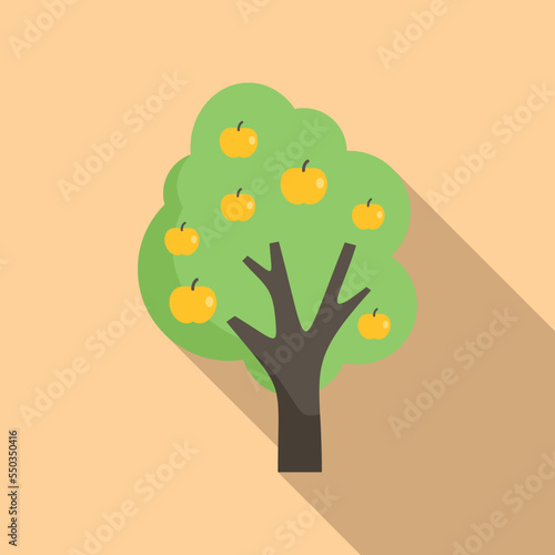 Apple fruit tree icon flat vector. Garden plant. Harvest bloom