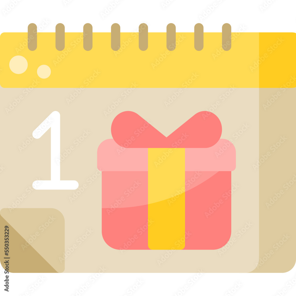 Gift Calendar Party New Year Celebration flat icon Gift Calendar Party New Year Celebration flat icon