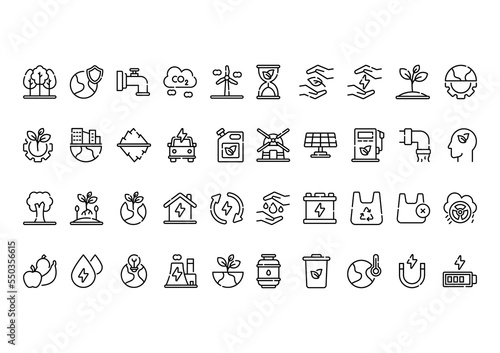Ecology icon pack with outline style