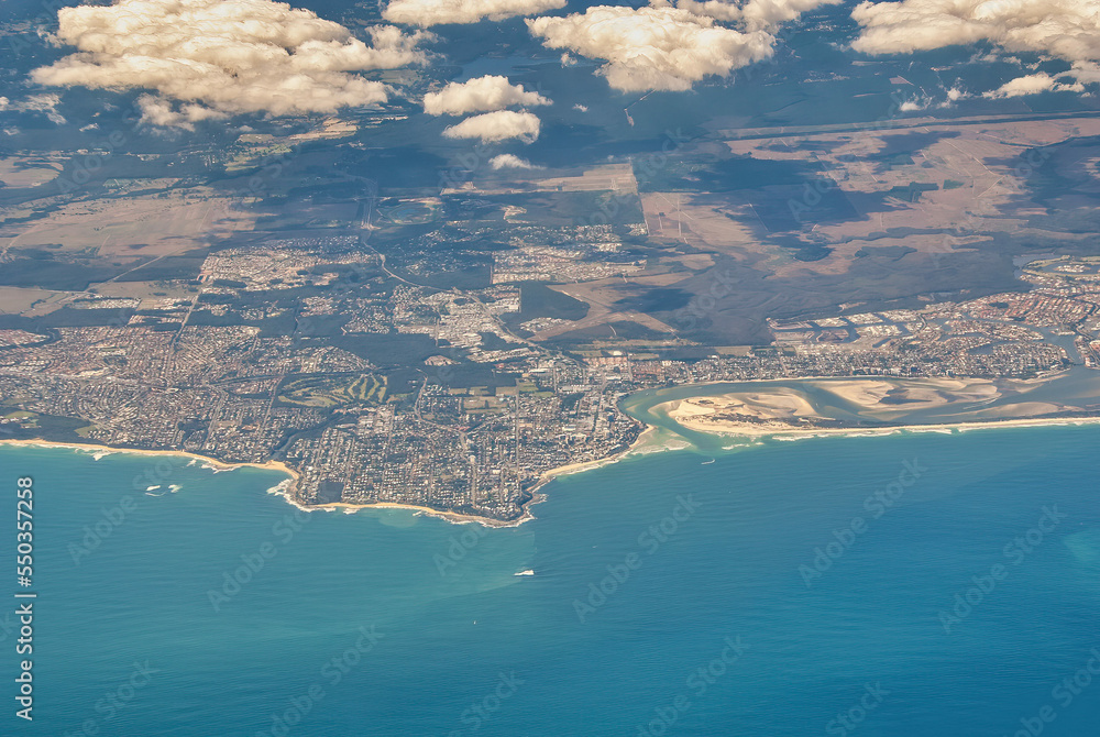 Queensland coastline as seen from an aircraft viewpoint, Australia