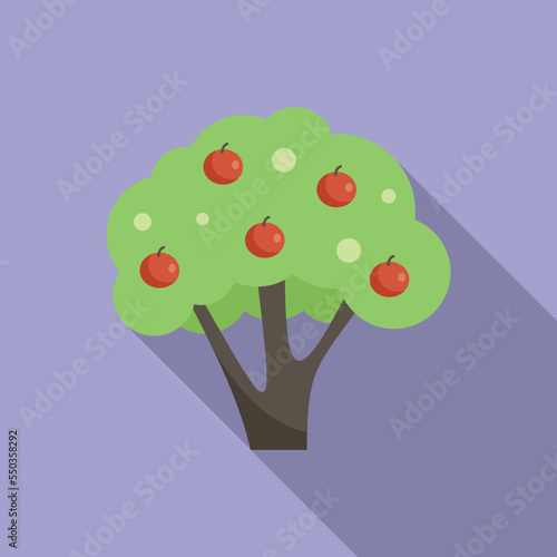 Small apple tree icon flat vector. Farm harvest. Fresh bloom