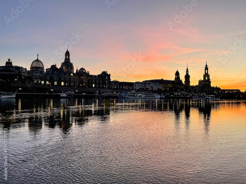sunset at the river elbe in dresden in saxony, germany © Marcel