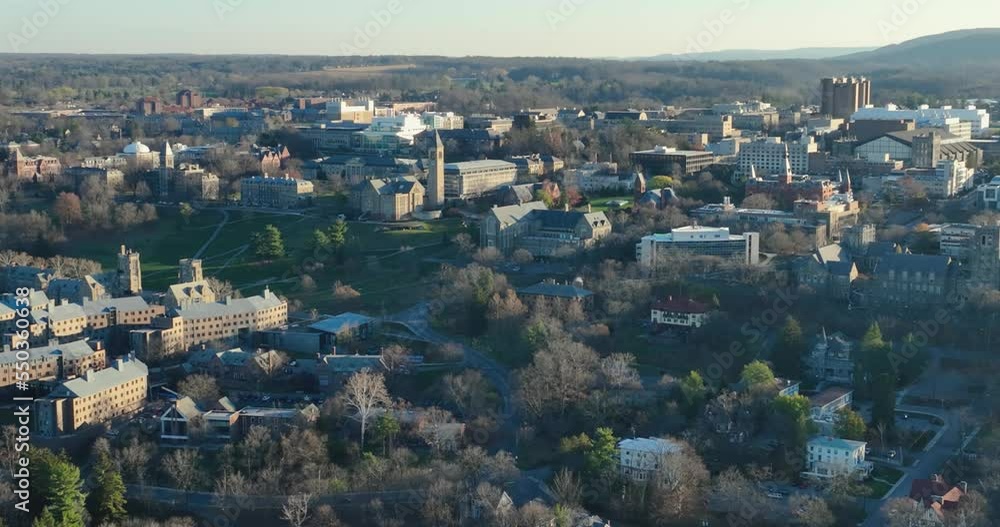 11-19-2022, Early morning autumn aerial video of the area surrounding the City of Ithaca, NY, USA 11-19-2022, Early morning autumn aerial video of the area surrounding the City of Ithaca, NY, USA