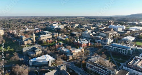 Wallpaper Mural 11-19-2022, Early morning autumn aerial video of the area surrounding the City of Ithaca, NY, USA	 Torontodigital.ca