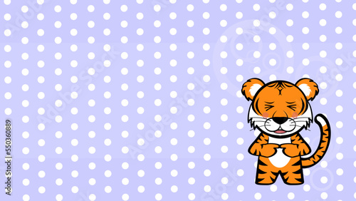cute chibi tiger kid character cartoon background poster illustration in vector format