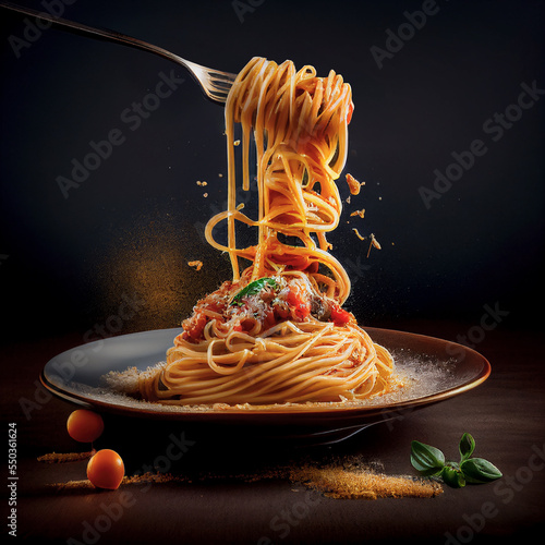Photo spaghetti pasta with a fork