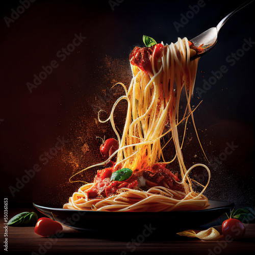 spaghetti pasta with a fork
