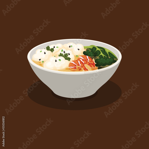 Wonton Noodles background. Design with cartoon style.