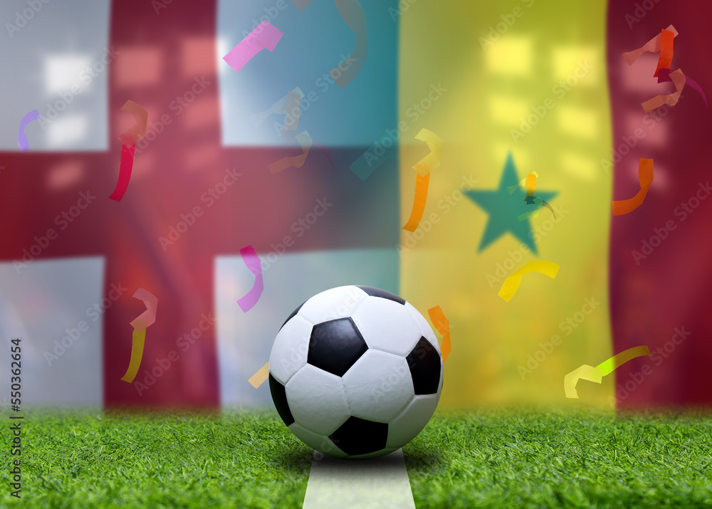 Naklejka premium Football Cup competition round of 16 teams between the national England and national Senegal.