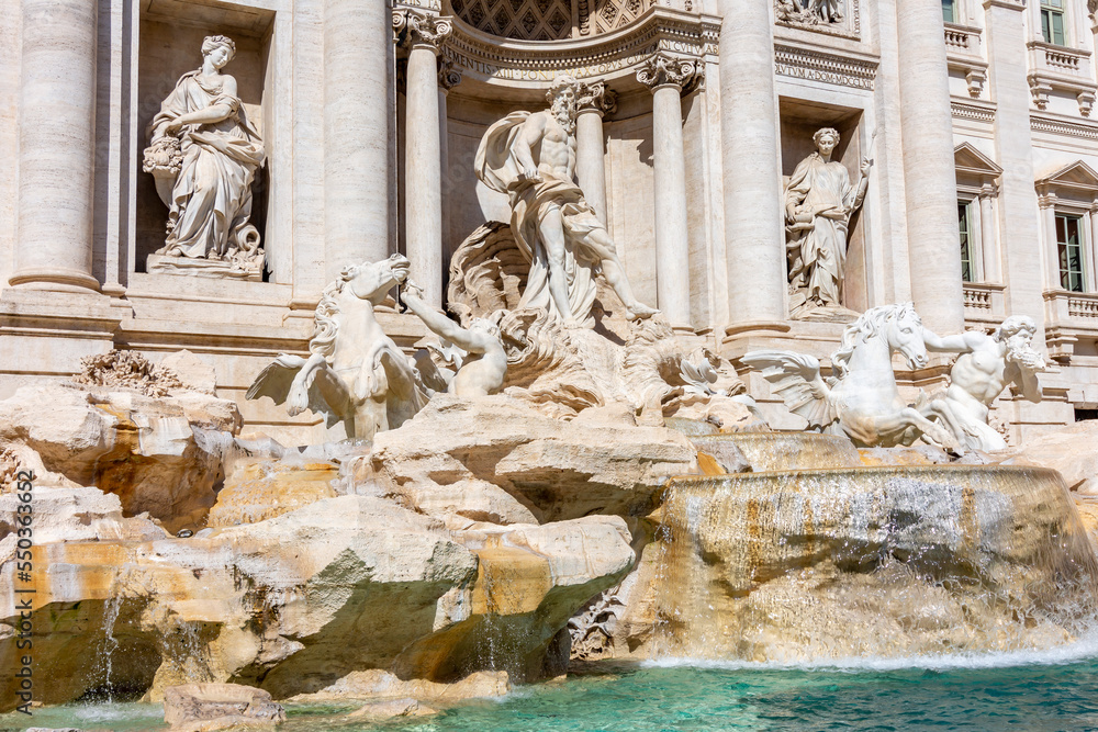 Architecture of Trevi fountain in Rome, Italy