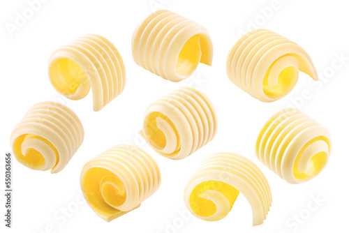 Butter curls rolled up, singles,  isolated png