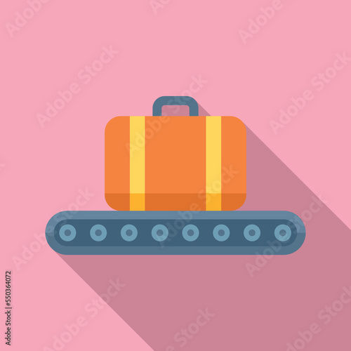 Luggage line icon flat vector. Airport plane. Way transport