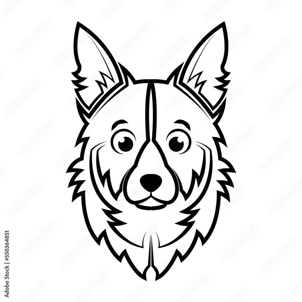 Black and white line art of dog head. Good use for symbol, mascot, icon, avatar, tattoo, T Shirt design, logo or any design