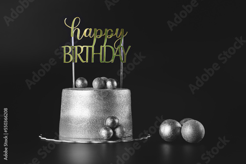 birthday cake with black background