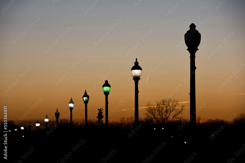 silhouette of the city in sunset