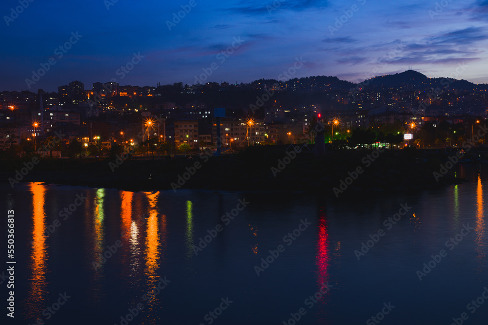Long exposure photo of the city of Trabzon, Turkey