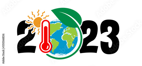 we wish you a happy new year 2023 withe global warming effect symbol.
Cartoon CO2, Stop, climate justice now, climate change. sos, save the world, earth or planet. Christmas, xmas time