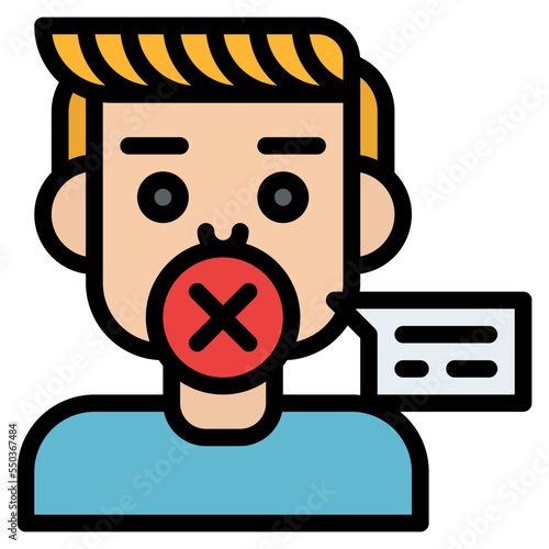 avoid talking shut up health protection icon