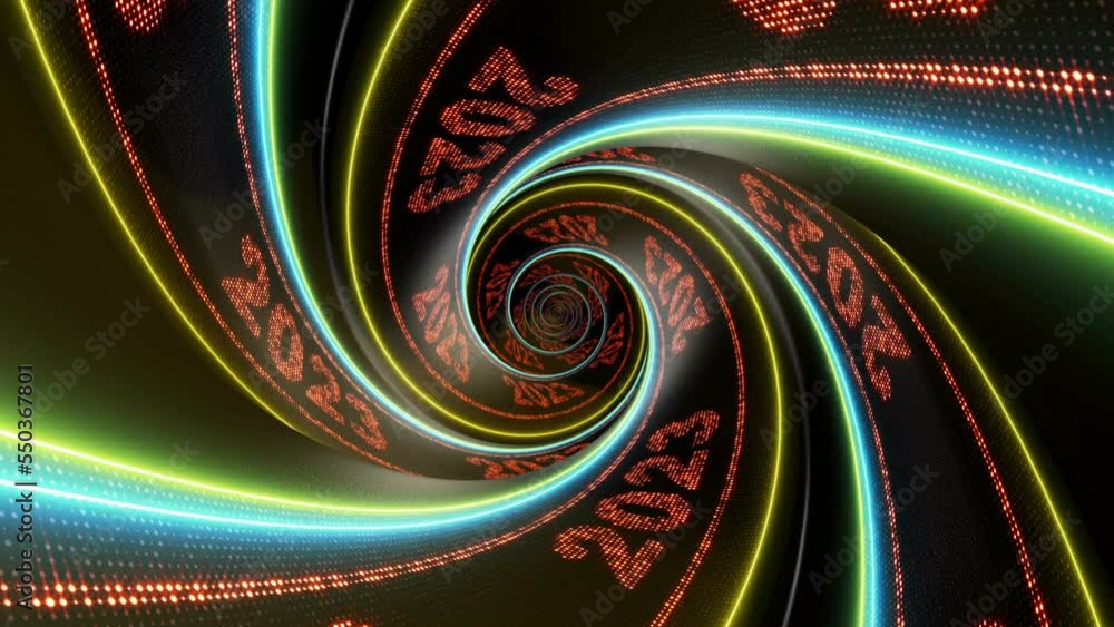 2023 Led Lights Number, New Year Eve Animation, Loop
