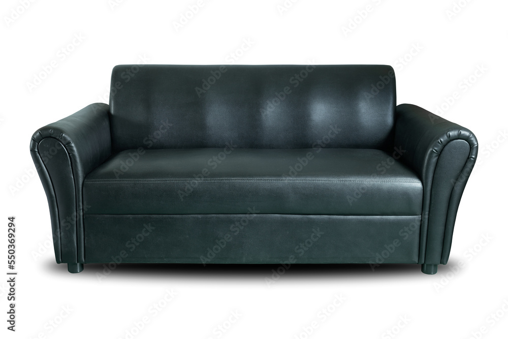 front of black leather sofa isolated on white background front of black leather sofa isolated on white background