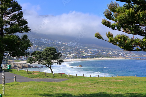 Camps Bay beach, the popular tourist destination in Cape Town, South Africa photo