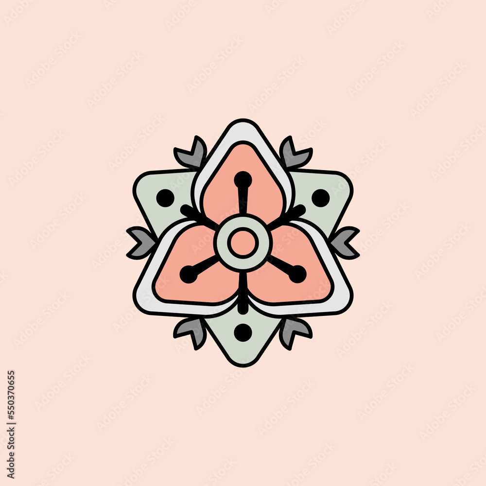 Fototapeta premium Floral ornament on the pink background