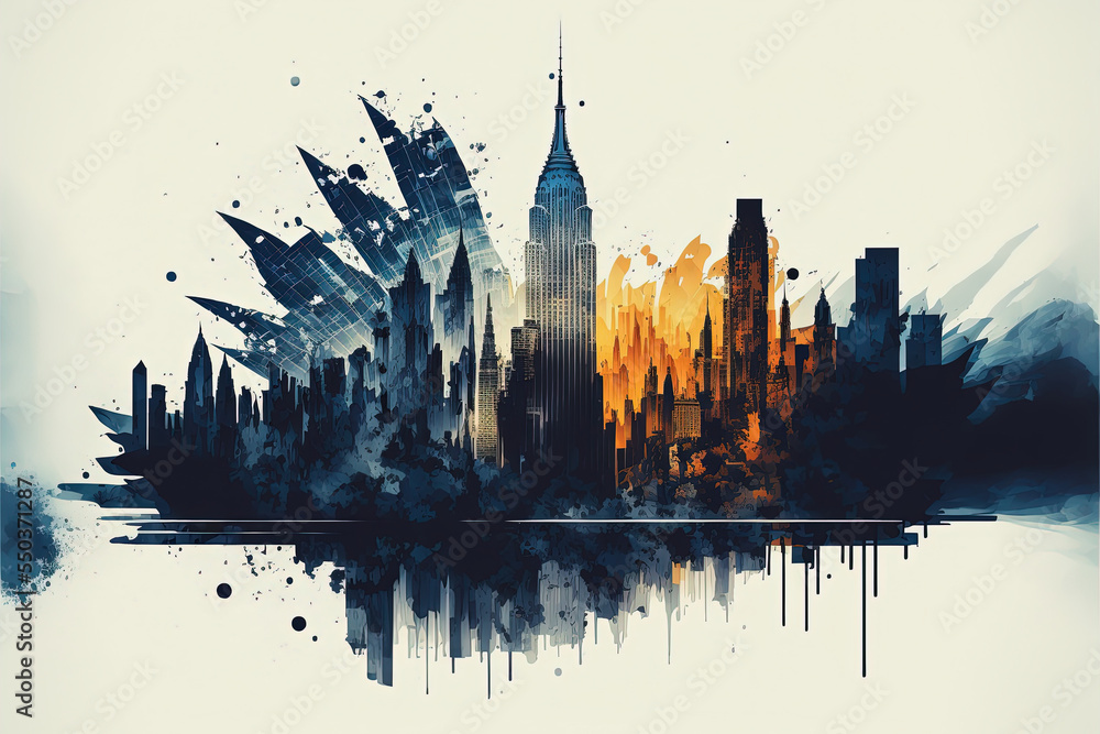 abstract New York illustration, ai generated art by midjourney