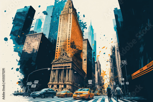 abstract New York city illustration, ai generated art by midjourney