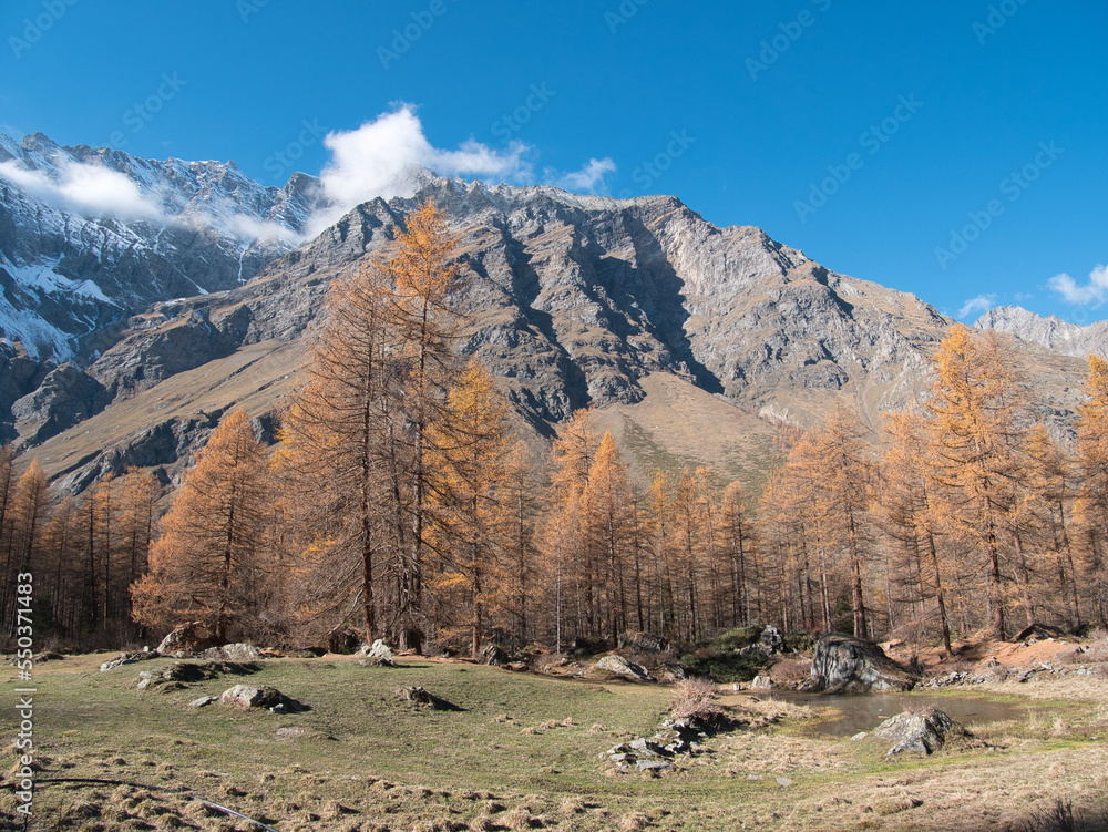 In autumn along Pellaud lakes in the municipality of RhêmesNotreDame