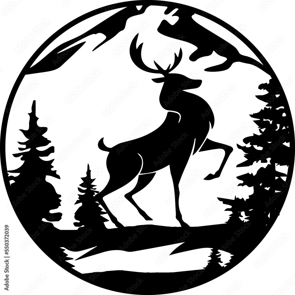 Laser Cut Deer Sign Template deer silhouette, laser cut, Vector Animals