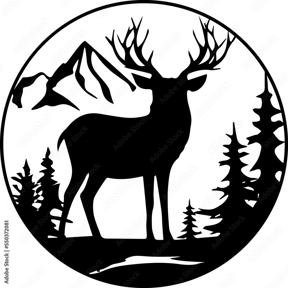 Mountain Deer SVG Wild Scene SVG Paper Laser, Wall Panel Laser Metal ...