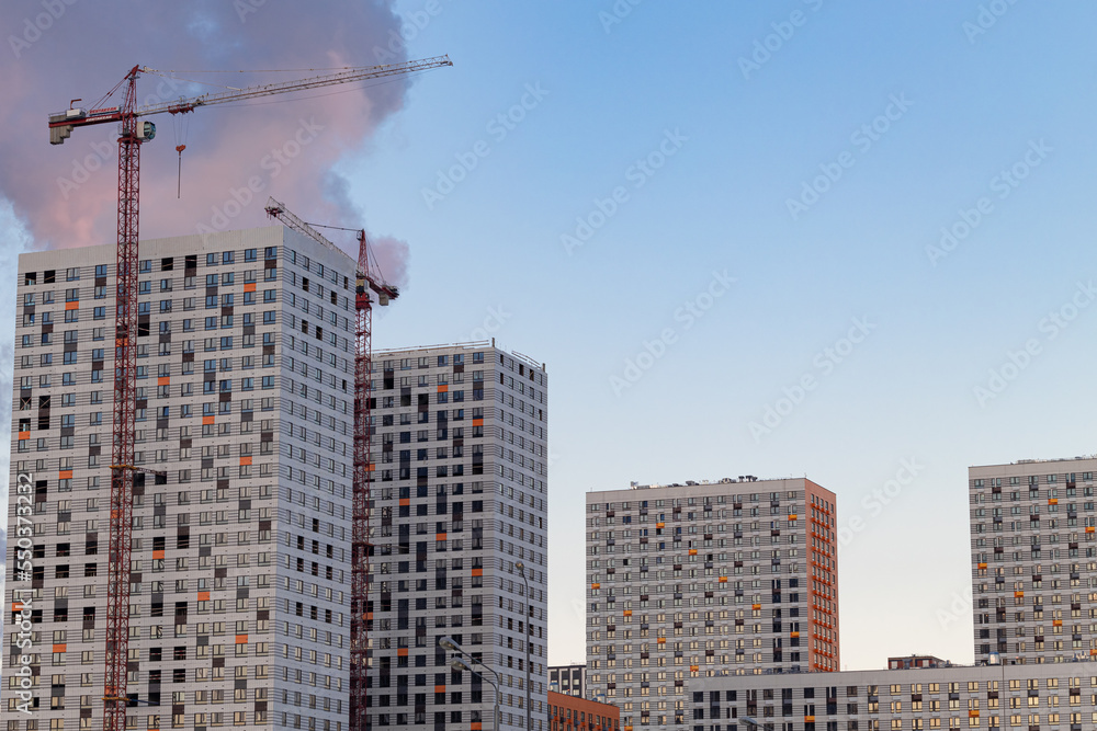 Moscow, Russia - November 16, 2022: construction of a residential complex Moscow, Russia - November 16, 2022: construction of a residential complex