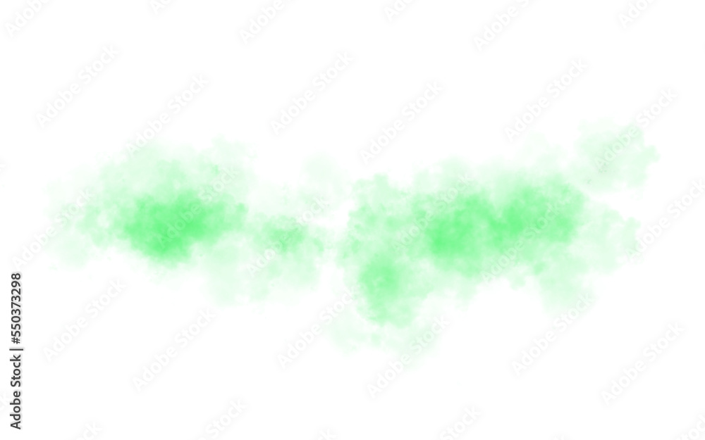 Green  fluffy transparent cloud, fog or smoke