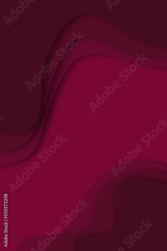 dark red and burgundy layered 3d wavy paper cut background with empty space