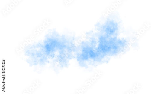 Blue fluffy transparent cloud, fog or smoke