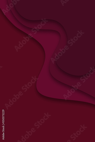 dark red and burgundy layered 3d wavy paper cut background with empty space